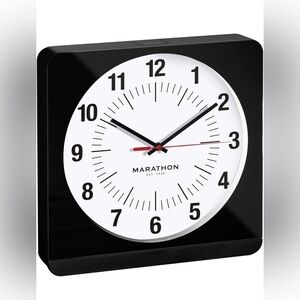 Marathon Analog Jumbo Black & White Wall Clock Silent Quartz Movement New in Box